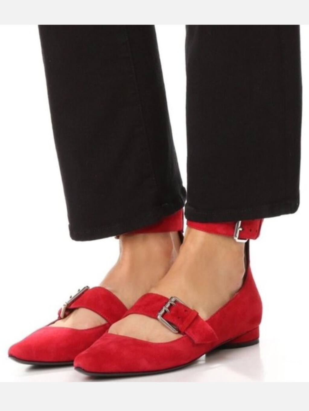 Opening Ceremony Suede Fletcher Buckle Flat Red Suede Maryjane 39
